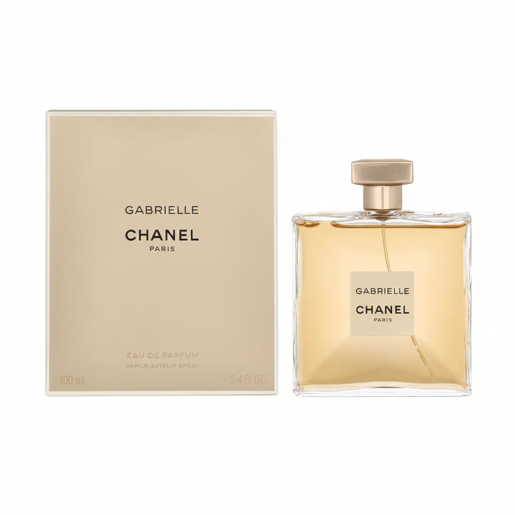 Chanel Gabrielle perfume bottle and packaging on a white background