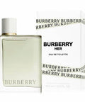 Burberry perfume bottle and packaging on a white background