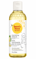 Burt's Bees Mama nourishing body oil bottle on a white background