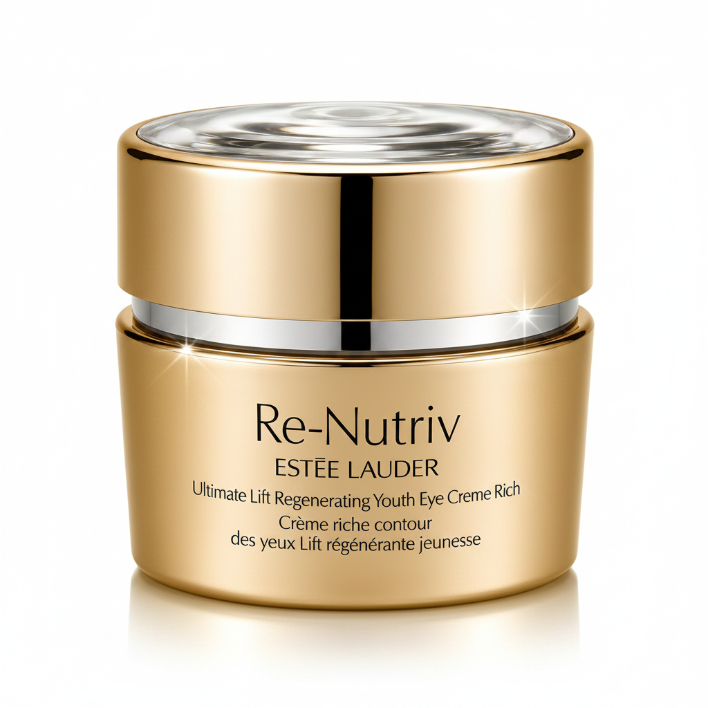 Estée Lauder Re-Nutriv eye cream jar on a white background