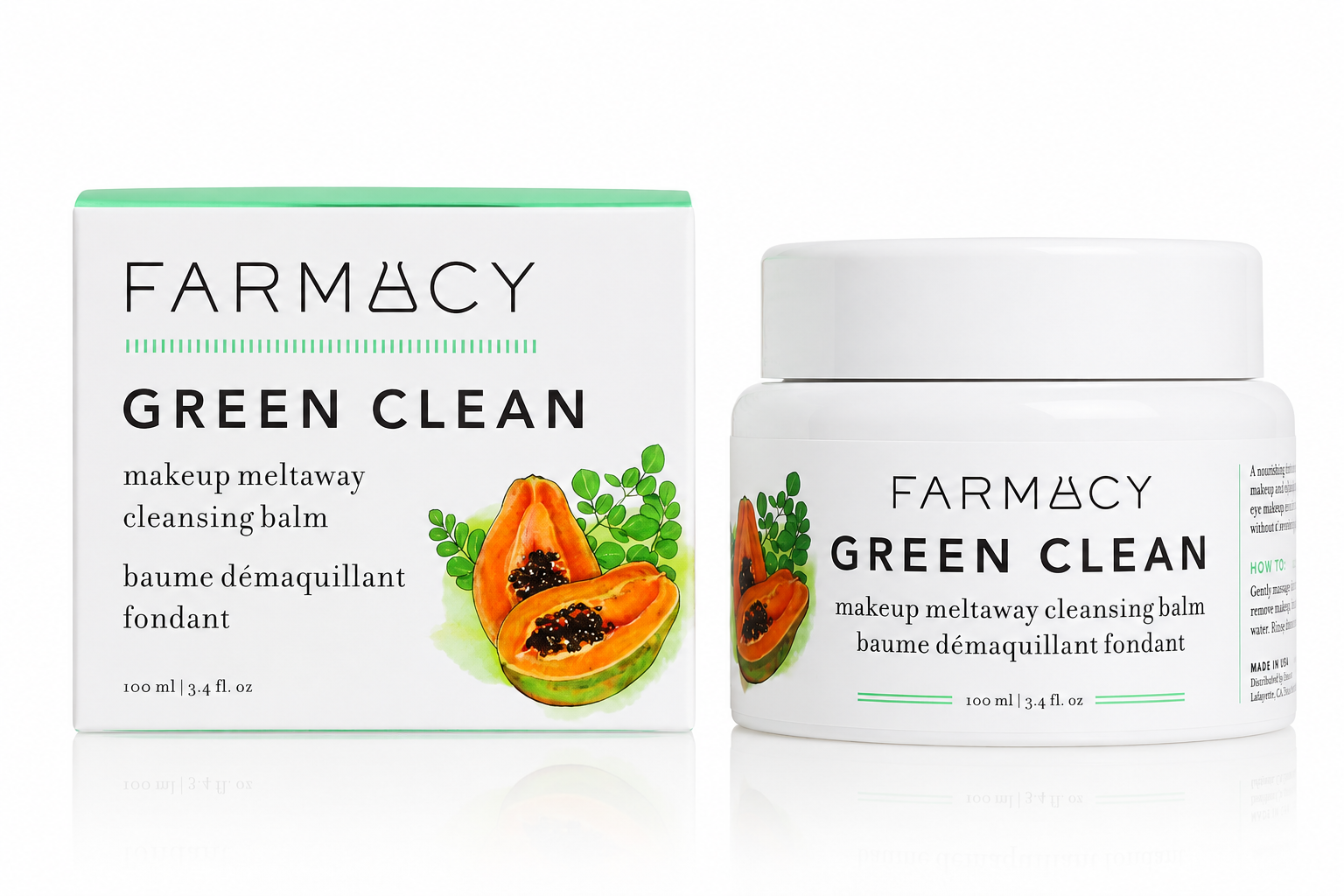 Farmacy Green Clean makeup melting cleansing balm packaging on a white background