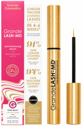 Grande Cosmetics Lash MD serum packaging and applicator on a white background