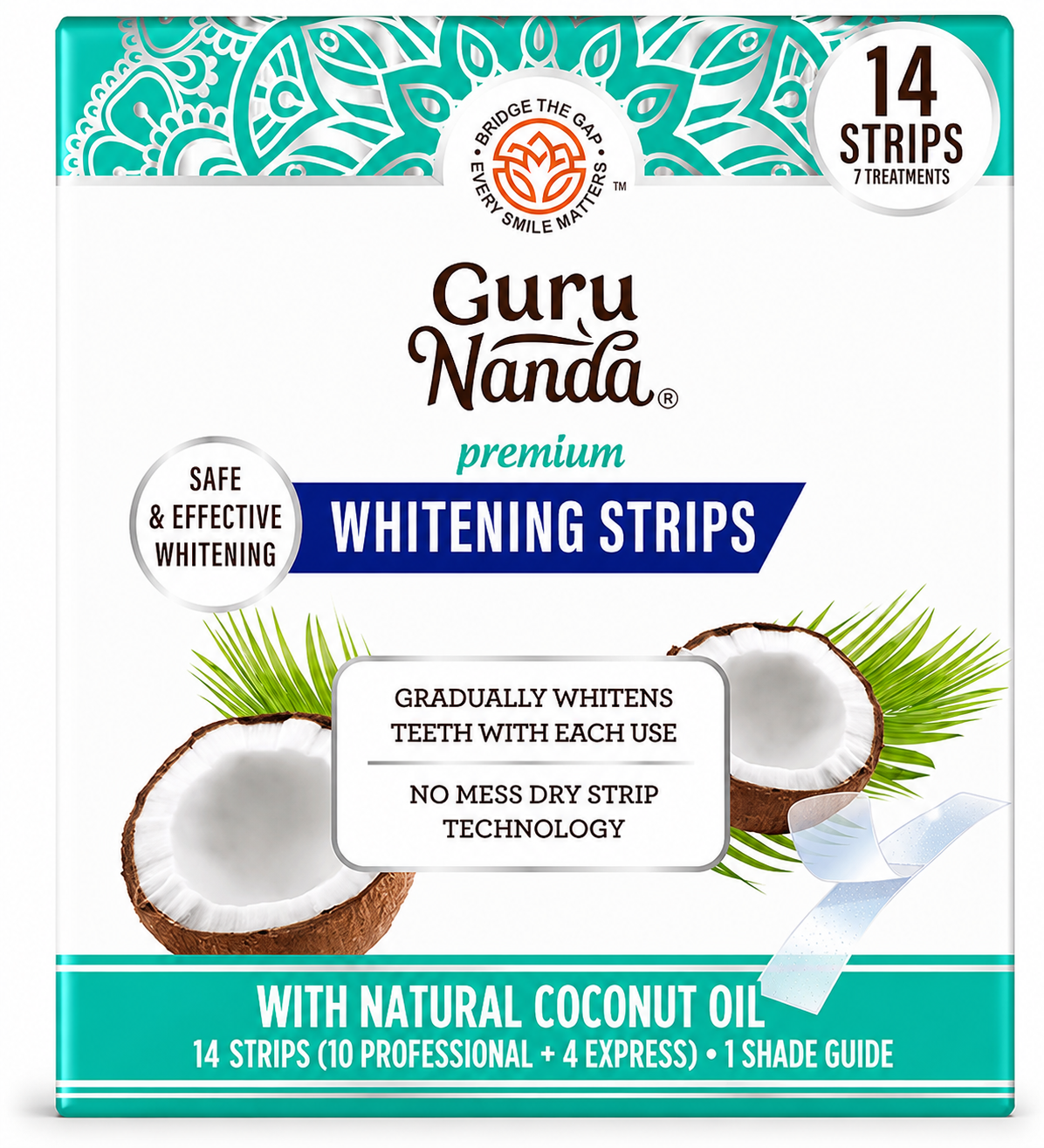 GuruNanda Teeth Whitening Strips Kit 14 Strips Professional Whitening