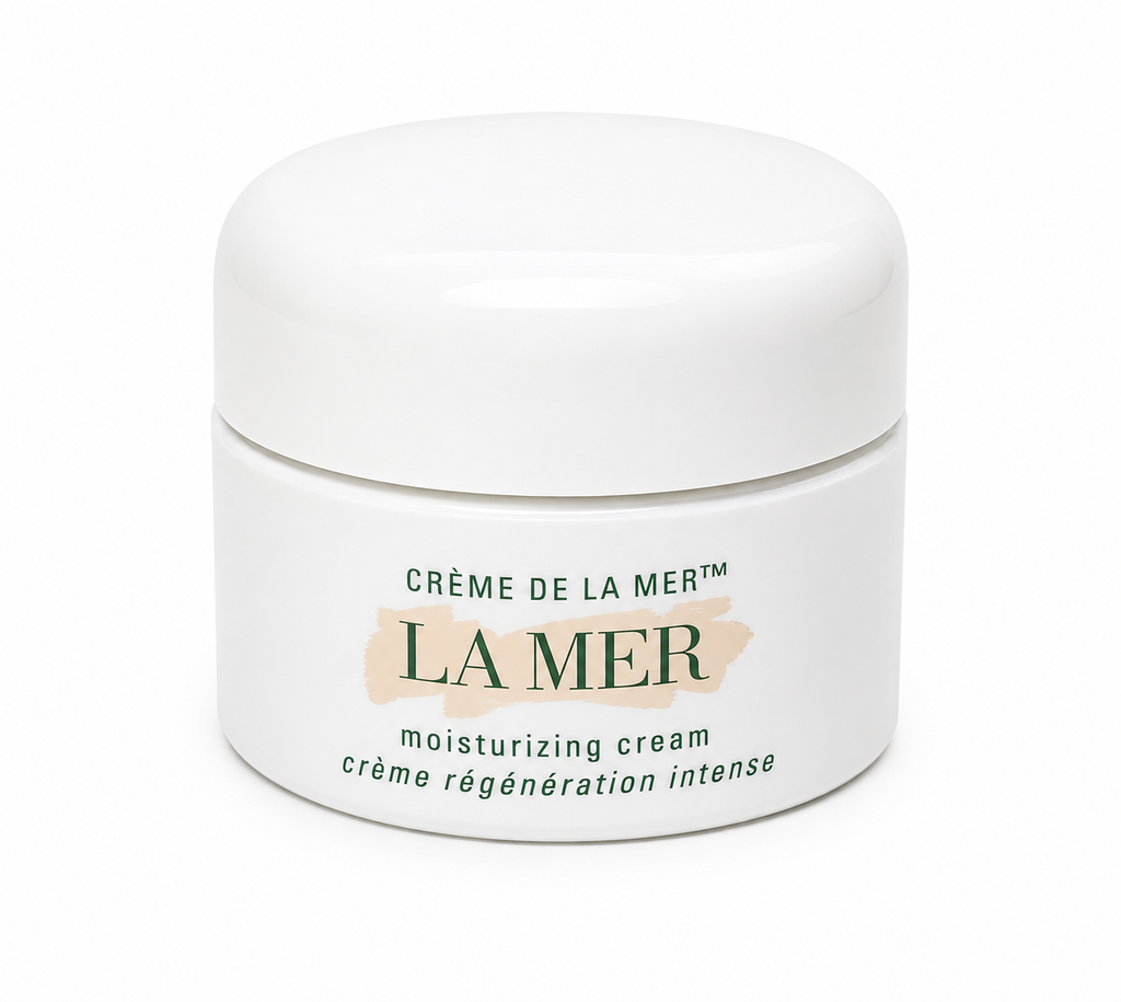 La Mer moisturizing cream jar on a white background