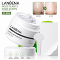 LANBENA nose plants pore strips packaging with before and after effect on skin.