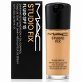 MAC Studio Fix Fluid SPF 15 foundation bottle and packaging on a white background