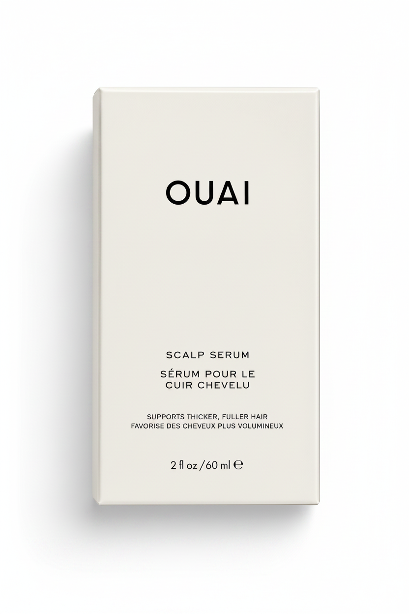 OUAI scalp serum packaging on a white background