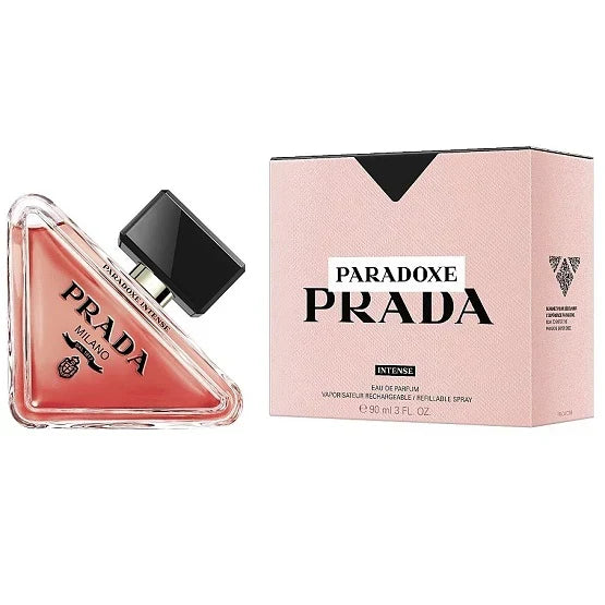 Prada Paradoxe perfume bottle and packaging on a white background