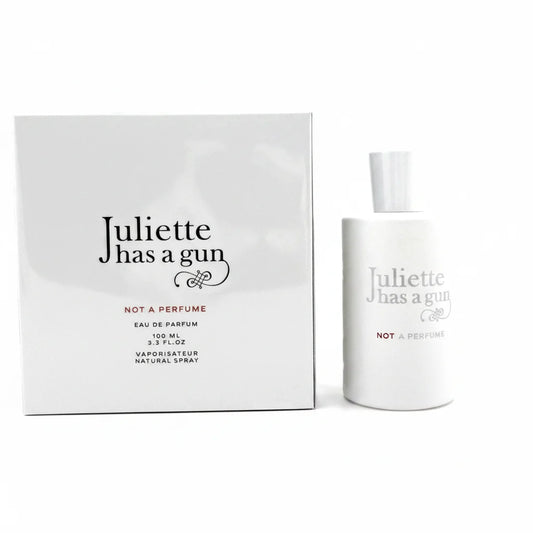 Juliette has a gun perfume bottle and packaging on a white background
