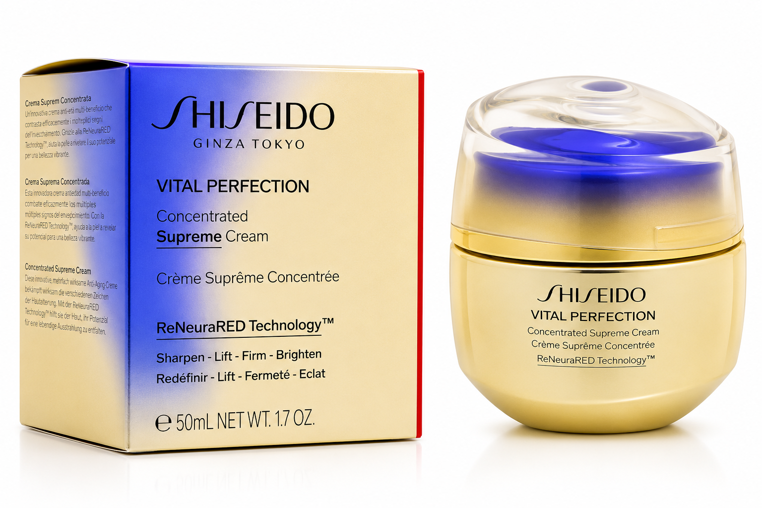 Shiseido Vital Perfection Concentrated Supreme Cream with packaging on a white background