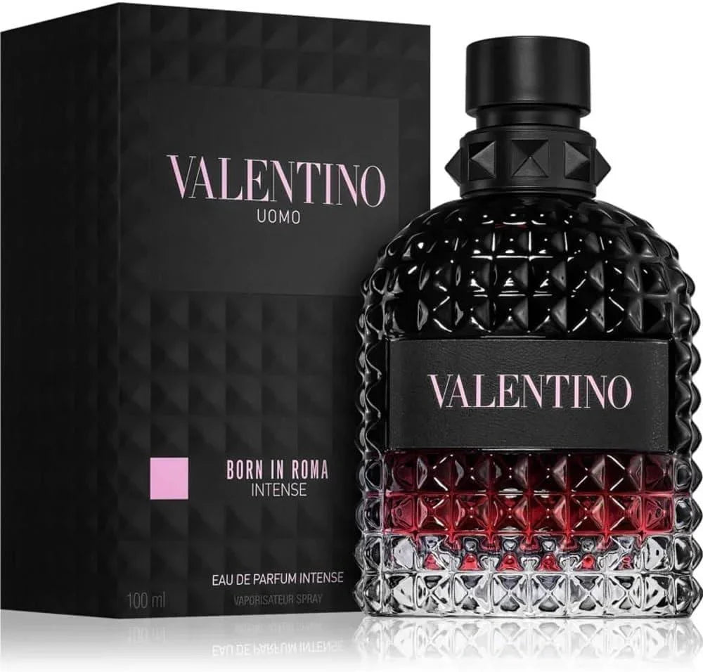 Valentino Uomo perfume bottle and packaging on a white background